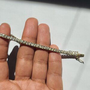 Vintage Dee Berkeley Sterling Silver Tennis Bracelet  7in CZ Stones